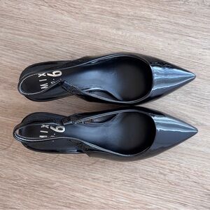 Mix No. 6 Black Patent slingback kitten Heels